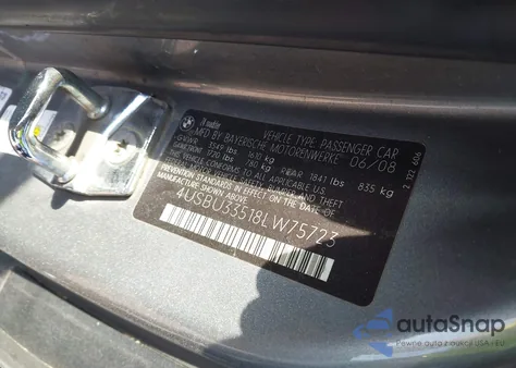 2008 BMW Z4 3.0I z USA, uszkodzony, nr VIN 4USBU33518LW75723